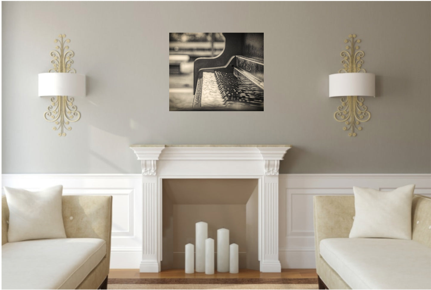 La Elegancia del Piano, disponible en tamaño 50 x 70 cm.