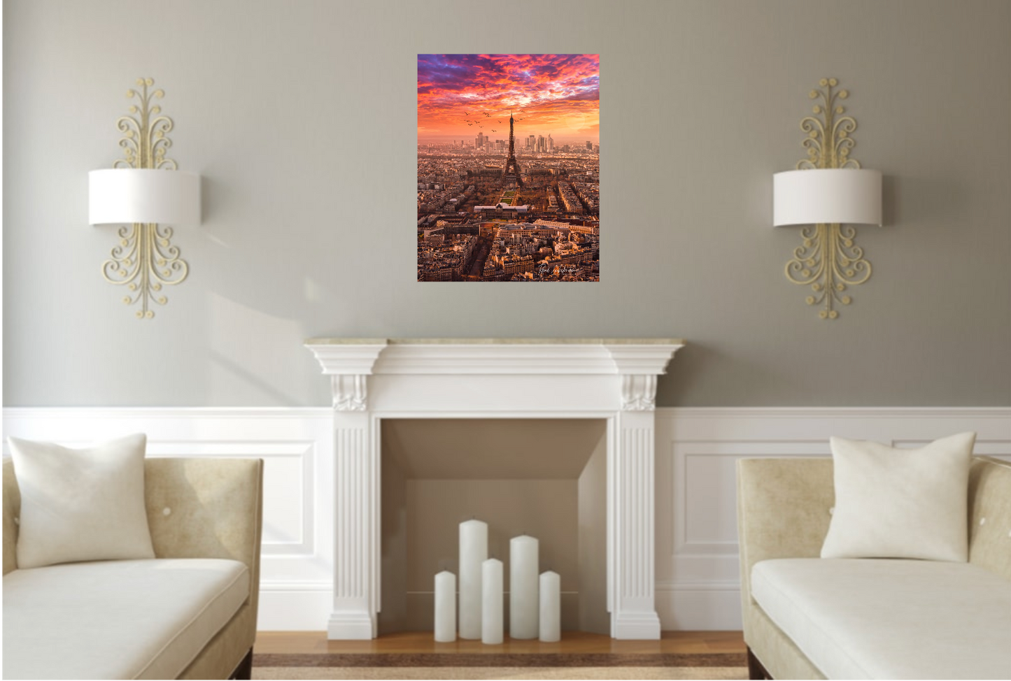 Paris Atardecer Rojo, disponible en tamaño 50 x 70 cm.